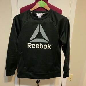 NWOT Reebok Youth Black Fleece Pullover Sweatshirt W big Reebok Logo